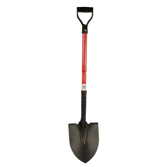 Workforce Tools Round Point Shovel - Sturdy 28” Fiberglass Handle - Heavy Duty 16 Gauge Steel Head