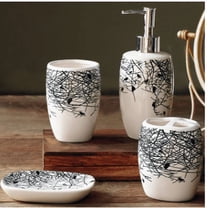 Watson Bathroom Accessories - White And Black Ceramic Bathroom Accessory Set