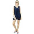 thumbnail image 6 of Bimba Womens Drawstring Solid Navy Blue Pj Set Buttondown Shirt Shorts Dress-12, 6 of 9