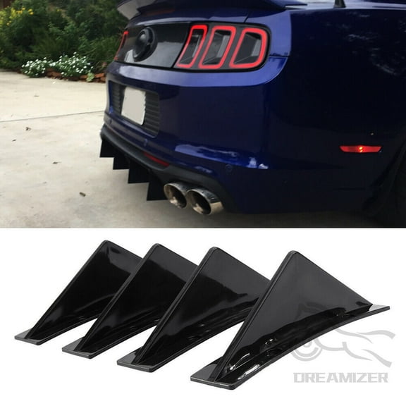 4pcs Car Rear Lower Bumper Wing Lip Diffuser, Anti-Crash Accessories Spoiler Shark Fin Protector, Rear Bumper Splitter Lip Wing with Screw, Universal Auto Decoration for Car SUV Truck