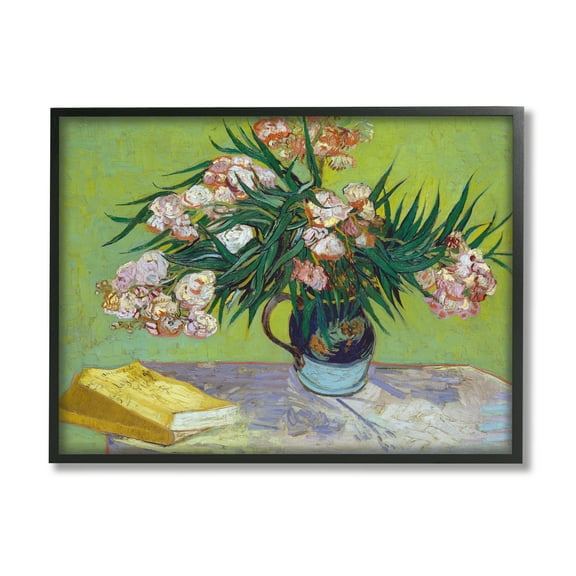 Stupell Industries Classic Flowers & Books Botanical & Floral Painting Black Framed Art Print Wall Art, 14 x 11