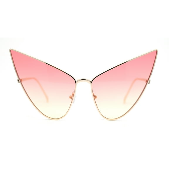 Retro Funky Bohemian Elongated Metal Rim Cat Eye Sunglasses Gold - Red Yellow
