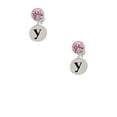 thumbnail image 2 of Delight Jewelry Silvertone Disc 1/2'' Initial - y - Pink Crystal Clip on Earrings, 2 of 5