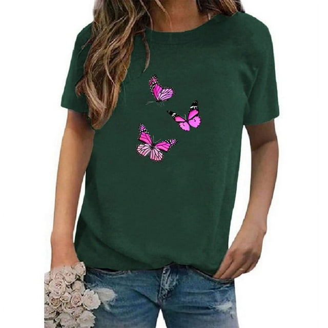 Drppepioner T-Shirt à Col Rond Imprimé pour Femmes, Café