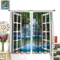 thumbnail image 3 of Forest Curtains,Nature Forest Waterfalls Landscape Rustic Country Farmhouse Style Rod Pocket Soundproof Window Curtains for Bedroom Living Room 2 Panel 84x84 Inch, 3 of 6
