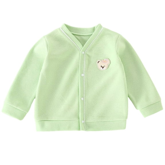 Odeerbi Toddler Boys Girls Cardigan Sweater Cotton Knit Sweater Cardigan Fall Winter Embroidered Bear Knitted Cardigan New Children's Clothing Sweater Coat Green