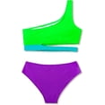 thumbnail image 2 of Girls Swimsuit Two Piece One Shoulder Cutout Bikini Summer Beach Sport Bathing Suits for9-10T, 2 of 11