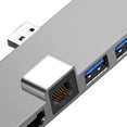 thumbnail image 3 of Estación de acoplamiento USB jinwen 6 en 1 con LAN 2 puertos USB 3.1 lector de tarjetas plata, 3 of 7
