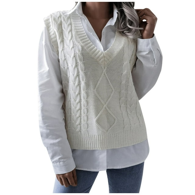 Women's Sweater Vests Autumn And Winter VNeck Top Campus Style Casual