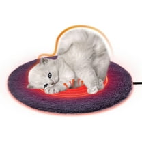 Gytml Round Pet Heating Plush Pad For Dogs And Cats, Comfortable Constant Temperature Cat Heating Mat With Chew Resistant Cord For Indoor & Sheltered Outdoor Use Purple-One Size