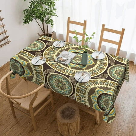 

Tablecloth Seamless Oriental Pattern Table Cloth For Rectangle Tables Waterproof Resistant Picnic Table Covers For Kitchen Dining/Party(54x72in)