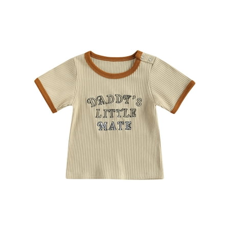 

Emmababy Toddler Baby Girls Boys Letters Embroidery T-shirt Round Collar Short Sleeve Tops