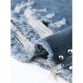 thumbnail image 5 of INSPIRE CHIC Rivet Studded Denim Jacket for Women's Cropped Casual Wash Jean Jacket XL Blue, 5 of 6
