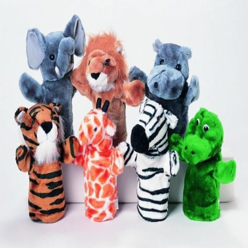 Wild Animal Zoo Puppet Set of 7Pcs Includes Elephant, Lion, Hippo, Tiger, Giraffe, Zebra and