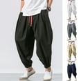 thumbnail image 3 of TNOBHG Men Harem Pants Men's Elastic Waist Drawstring Harem Trousers with Pockets Ankle-banded Design Casual Trousers, 3 of 8