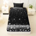 thumbnail image 4 of Homewish Black Gray Twin Sheets, Diamonds Sequins Print Bedding for Girls, 3 Pieces (1 Flat Sheet, 1 Fitted Sheet and 1 Pillowcase), 4 of 6