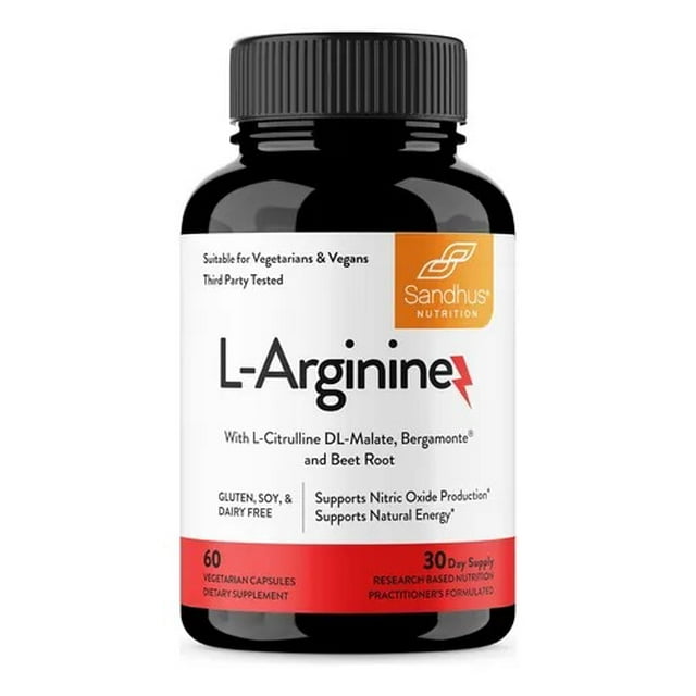 SANDHUS | L-Arginina con L-Citrulina Bergamonte y raíz de remolacha Suministro de 30 días