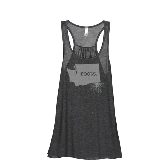 Thread Tank Home Roots State Washington WA Women's Sleeveless Flowy Racerback Tank Top Charcoal Small