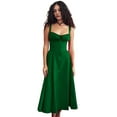 thumbnail image 2 of Women'S Strapless High Split Long Maxi Dress Ruched Suspender Sleeveless Bodycon Party Cocktail Dresses Green XL, 2 of 7