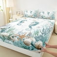 thumbnail image 3 of Feelyou Blue Kawaii Seahorse Full Size Sheets for Kids, Underwater World Bed Sheets, Cartoon Sealife Theme Sheet Sets, Ultra Soft Bedroom Decor, 4 Pieces, 3 of 7