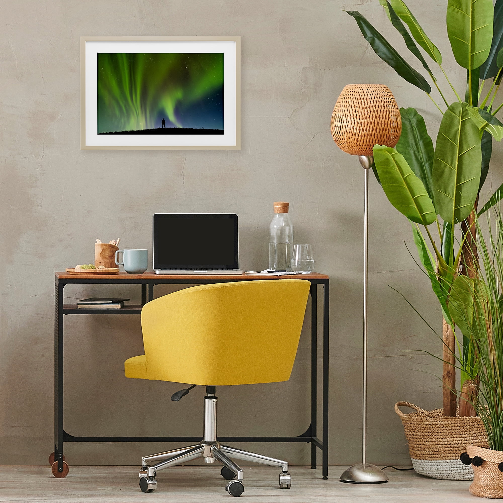 Stupell Industries Envelop Northern Lights Silhouette Birch Framed Print Under Glass, design by Shelley Carlisle
