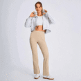 thumbnail image 5 of Feekit Women's Fleece Lined Flare Pants, High Waisted Stretch Casual Pants with Zipper Pockets, Soft Warm Yoga Pants for Everyday Wear, 5 of 9