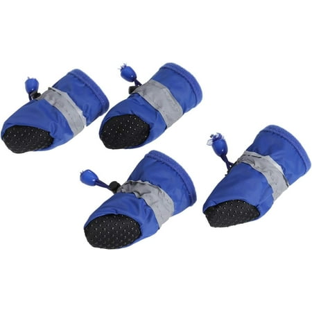 Socks Winter 4 PCS Dog Boots  Anti- Pet Booties  Adjustable Pet Dog Shoes  Paw Protectors for Small Midium Large Dogs Puppy (Blue) OutdoorSocks