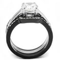 thumbnail image 2 of Two-Tone IP Black (Ion Plating) Stainless Steel Ring with AAA Grade CZ in Clear for Women Clear Stone Color Style TK3214 Size 10, 2 of 3