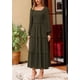 thumbnail image 3 of Vestido PRETTYGARDEN Maxi con Escote Cuadrado Fruncido y Mangas Largas L - Verde Militar, 3 of 8