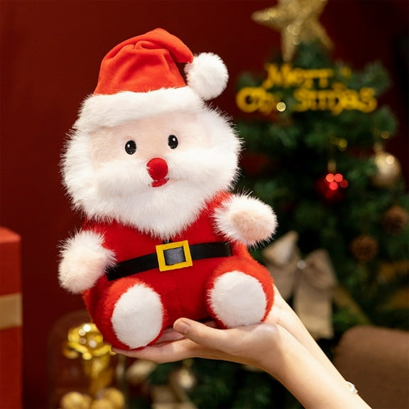 Cute Santa Claus Plush Doll Pillow, Christmas Stuffed Decoration Toy with Soft Fabric, Cozy Cuddly Companion for Kids Boys Girls, Ideal Holiday Home Ornament and Birthday Christmas Gift for Family