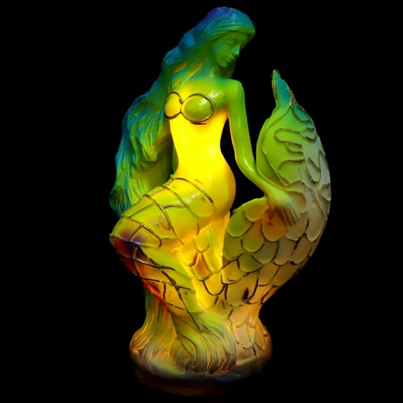 Phenofice Unique Mermaid Table Lamp Resin Modern LED Bedside Lamp for Home Use