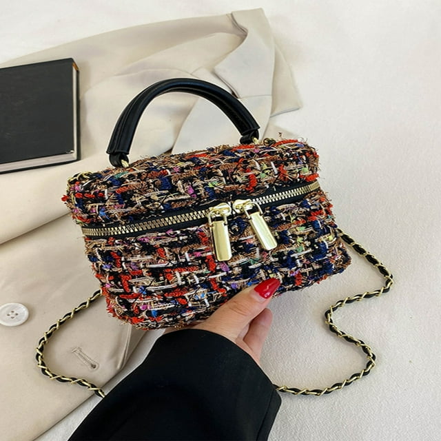 LNGOOR Mini Colorblock Chain Bucket Bag