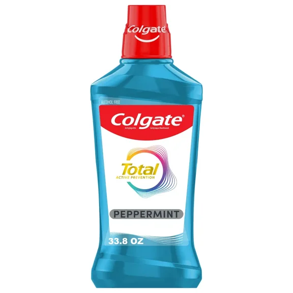 Colgate Total Advanced Pro-Shield Alcohol Free Mouthwash Antibacterial Formula Peppermint Blast - 1L 33.8 Fluid Ounce