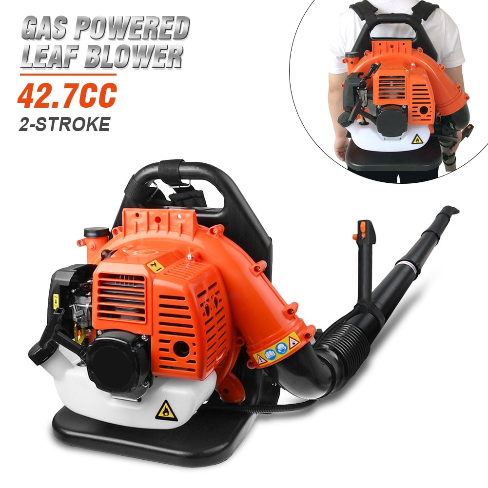 Backpack Leaf Blower Gas Powered with Extention Tube, 42.7CC 2-Stroke Engine Back Pack Snow Blower with Adjustable Shoulder Straps