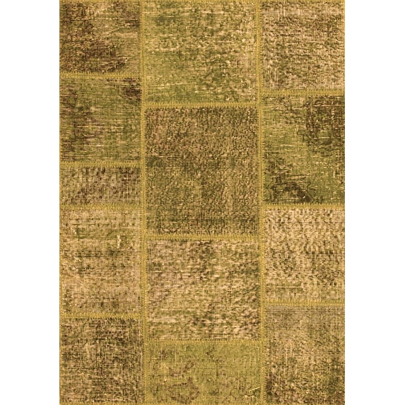 Ahgly Company Indoor Rectangle Patchwork Orange Transitional Area Rugs, 5' x 8'