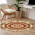 thumbnail image 4 of Round Rug 3ft Area Rug,Abstract Flower Bohemian Pattern Area Rugs for Living Room Bedroom,Blossom Floral Retro Geometric Floor Mat Non-Slip Non-Shedding Carpet Indoor Accent Rugs, 4 of 9