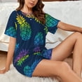 thumbnail image 4 of Fotbe Abstract Bright Pineapple Fruit Retro Conjunto de Pijama Estampado para Mujer, 2 Piezas, Ropa de Dormir con Camiseta de Manga Corta y Shorts Suaves-3X-Large, 4 of 6