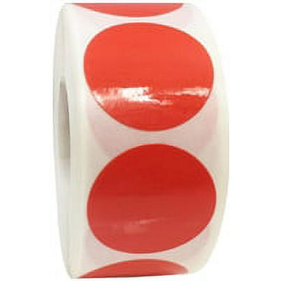 Laminated Red Circle Dot Stickers, 1" Inch Round, 500 Labels on a Roll
