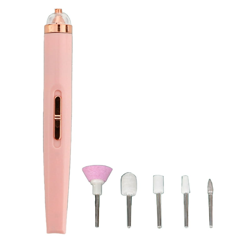 Máquina pulidora de uñas eléctrica, iluminación LED, taladro de uñas recargable ajustable de 4 engranajes, color rosa