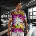 thumbnail image 3 of Wukai Colorful Tie Dye Stained Glass 3 Print Men's Short-Sleeved Mesh T-Shirt,Quick-Dry Short Sleeve Workout T-Shirt-X-Small, 3 of 8