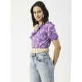 thumbnail image 3 of Moomaya Womens Printed Crop Top, One Shoulder Cotton Casual Summer Top, 3 of 8