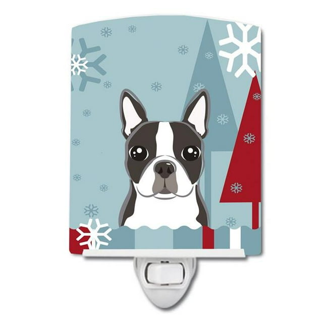 Carolines Treasures BB1699CNL Winter Holiday Boston Terrier Ceramic Night Light