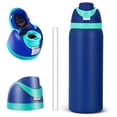 thumbnail image 1 of Termos para Agua 32oz/946ml, Botella de Agua de Acero Inoxidable, Mantenga el Frío y el Calor, Gran Capacidad, Prueba de Fugas, con Popote y Asa para Deportes y Viajes (Azul Oscuro), 1 of 4