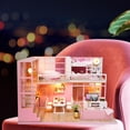 Ccdes DIY Handmade Miniature Pink Girl Wooden Loft Doll House Model Kits Toy Gift, DIY Pink