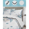 thumbnail image 4 of Quilts Twin-XL Size Bedding Set, Teal Blue Coastal Lightweight Quilted Comforter, Summer Beach Nautical Coral Starfish Soft Reversible Bedspread Coverlet with Pillow Covers for All Season, 68" x 98", 4 of 7