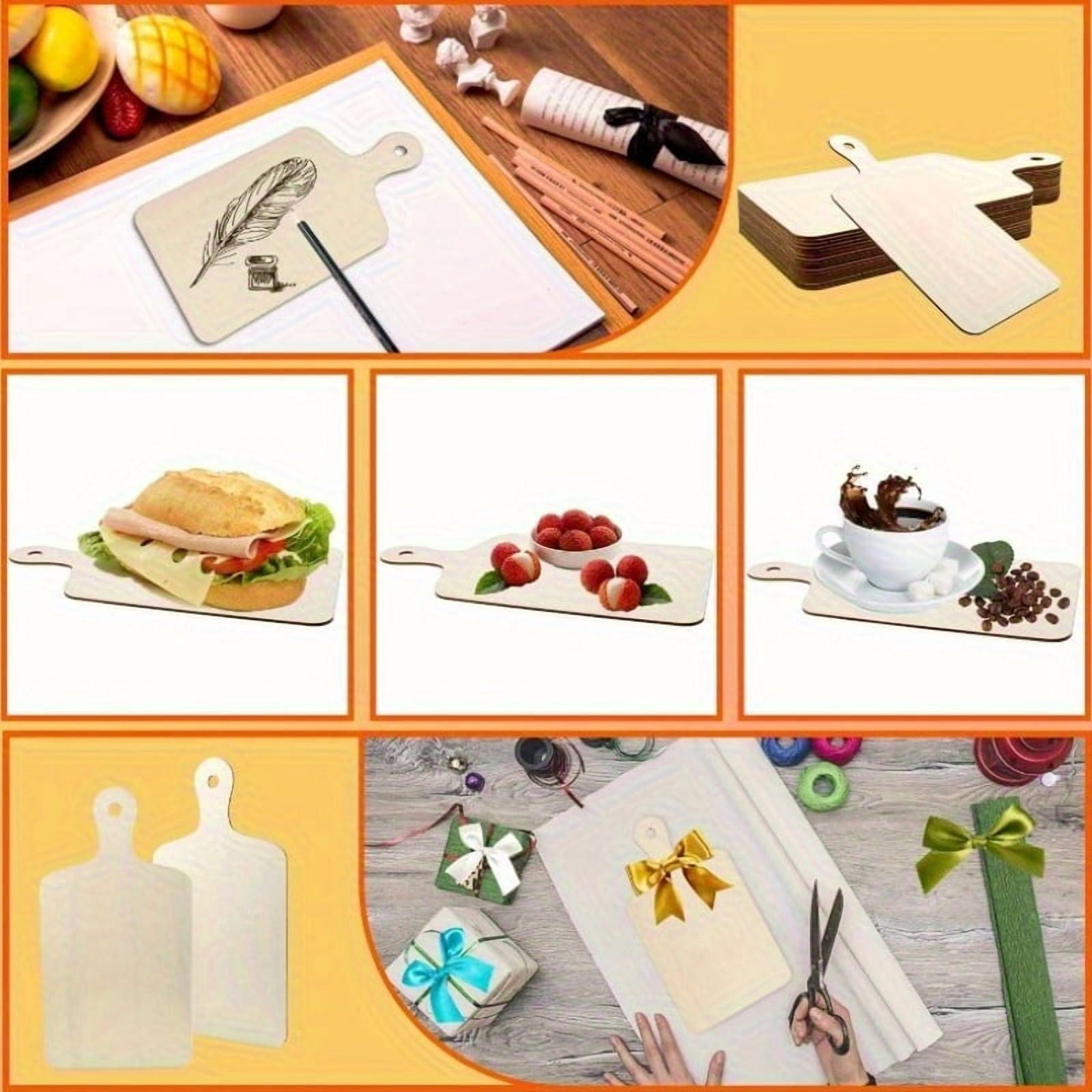 48Pcs Mini Cutting Boards With Handle, Mini Charcuterie Boards, Small Wooden Cutting Board, Unfinished Wood Paddle Boards, Cutting Board for Crafts, Christmas Cooking Decor, Food Display, DIY