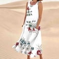 thumbnail image 1 of Robes pour Femmes, Robe Longue Imprimée Sans Manches en Coton et Lin à Col Rond pour Femmes, 1 of 5