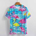 thumbnail image 3 of Flamingo Pattern T Shirts Basic T-Shirt Short Sleeve Ladies Tee Shirt Summer Graphic Clothing, 3 of 6