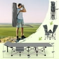 thumbnail image 6 of PNKKODW 75"x28" XL Folding Camping Cot for Adults w/Mattress, Portable Sleeping Bed for Tent w/Carry Bag, Office Home Nap, Outdoor, Camping, Travel, Max Load 500lbs Striped Gray Cot Blue/Gray Pad, 6 of 8