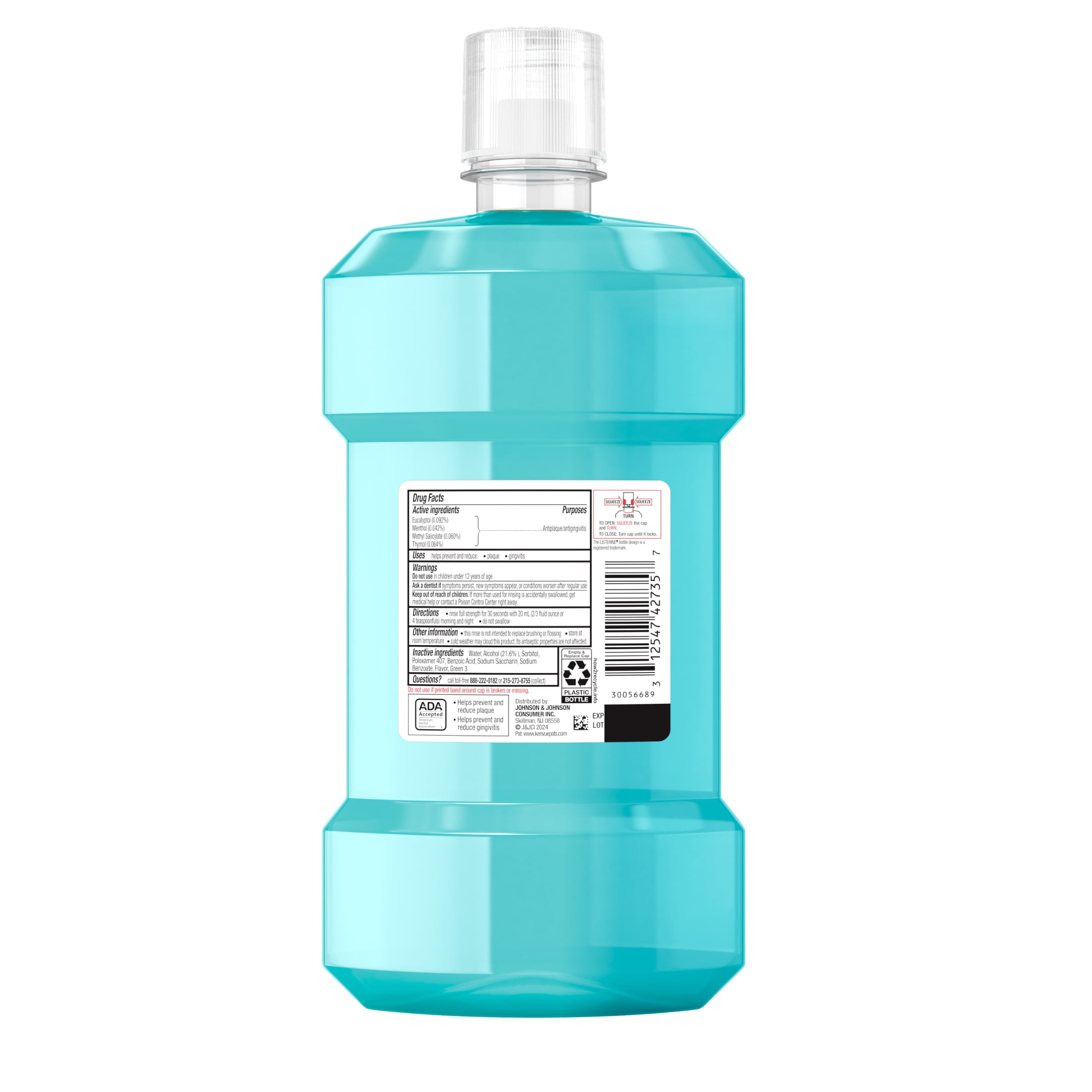 Listerine Cool Mint Antiseptic Mouthwash, 2 x 1 L